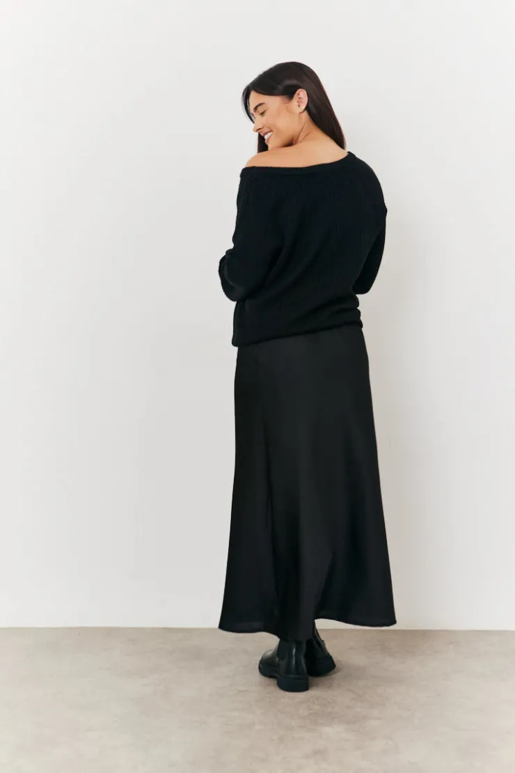 Best In the Style Maternity Satin Slip Midaxi Skirt Black