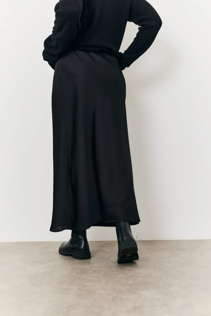Best In the Style Maternity Satin Slip Midaxi Skirt Black