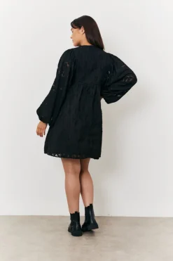 In the Style Maternity Tie Detail Smock Dress Black