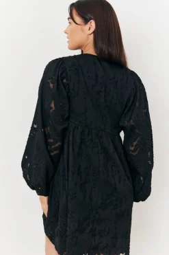 In the Style Maternity Tie Detail Smock Dress Black