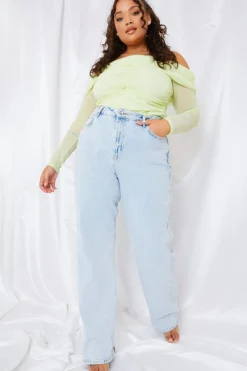 Best In the Style Mesh Bardot Top Green