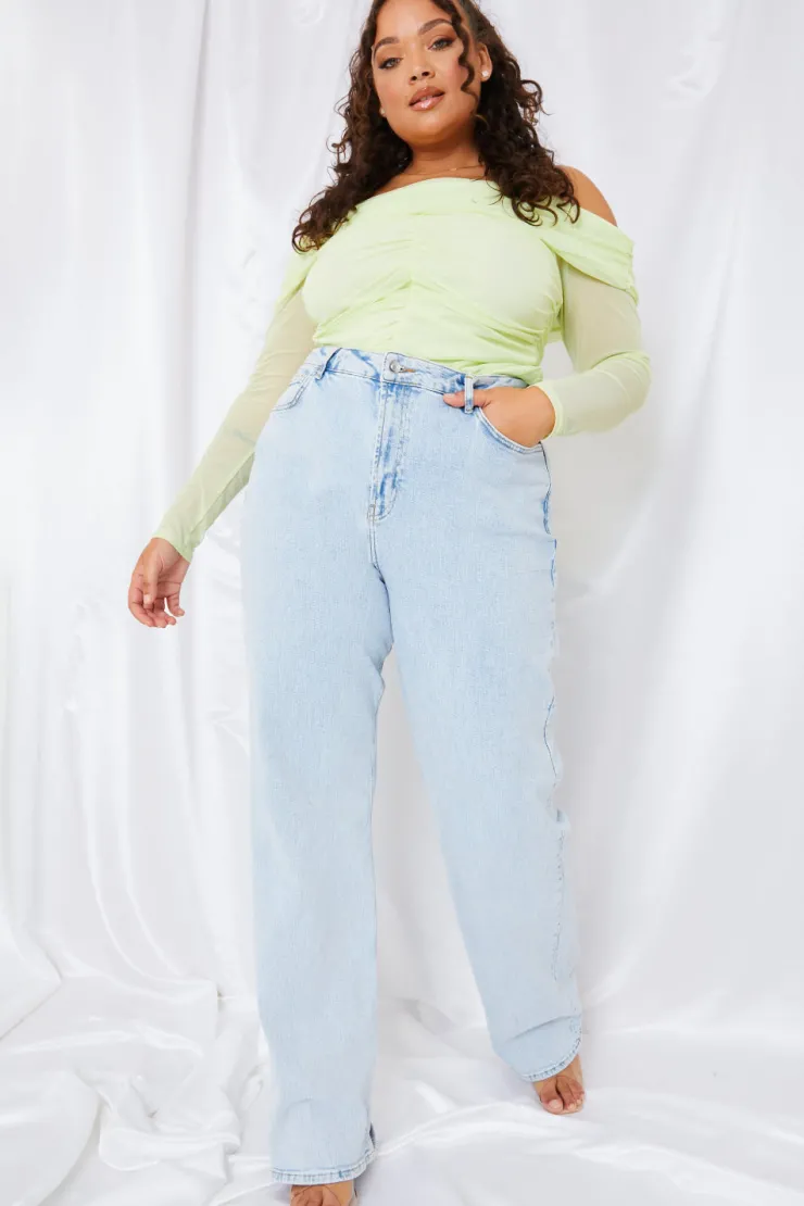 Best In the Style Mesh Bardot Top Green