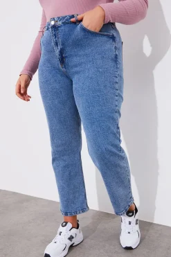 Sale Fits Mid Straight Leg High Rise Ankle Grazer Jeans Blue