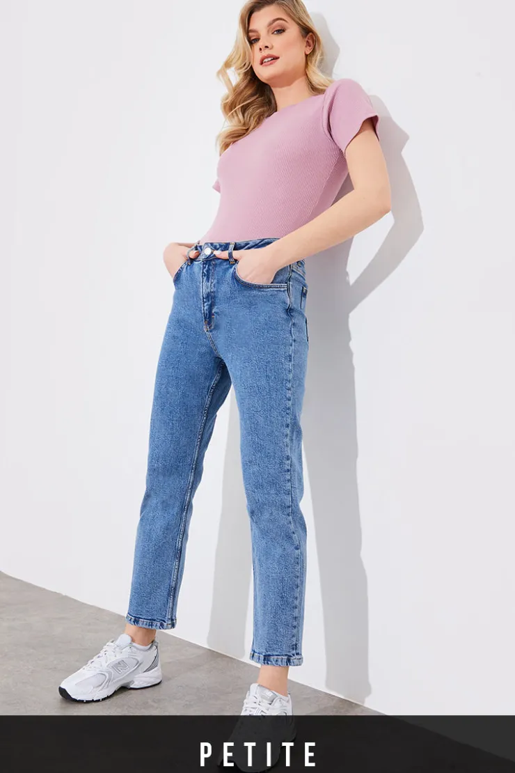 Sale Fits Mid Straight Leg High Rise Ankle Grazer Jeans Blue