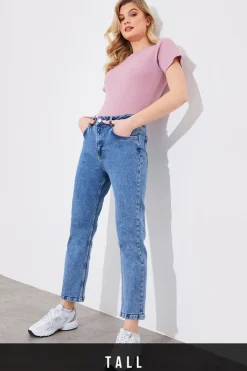 Sale Fits Mid Straight Leg High Rise Ankle Grazer Jeans Blue
