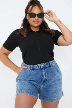 New In The Style Mid Wash Denim Shorts Blue
