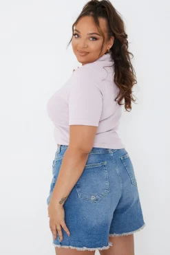 Best In The Style Mid Wash Ripped Denim Shorts Blue