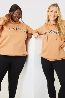 Online In the Style Milano Printed Hoodie Camel