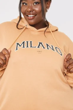 Online In the Style Milano Printed Hoodie Camel