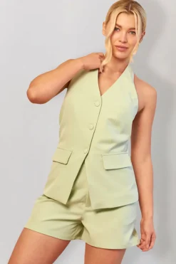 Sale In The Style Halterneck Co-Ord Waistcoat Mint green