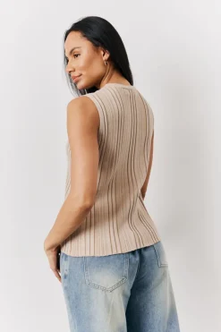 Best In The Style Mocha Ribbed Button Up Knitted Waistcoat