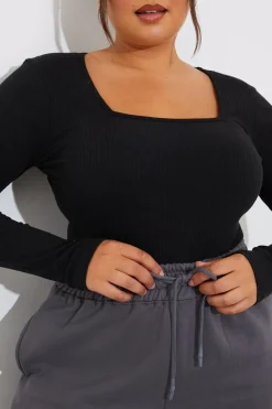 Online In The Style More Sustainable Ribbed Square Neck Bodysuit