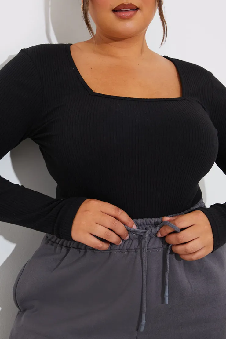 Online In The Style More Sustainable Ribbed Square Neck Bodysuit