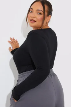 Online In The Style More Sustainable Ribbed Square Neck Bodysuit
