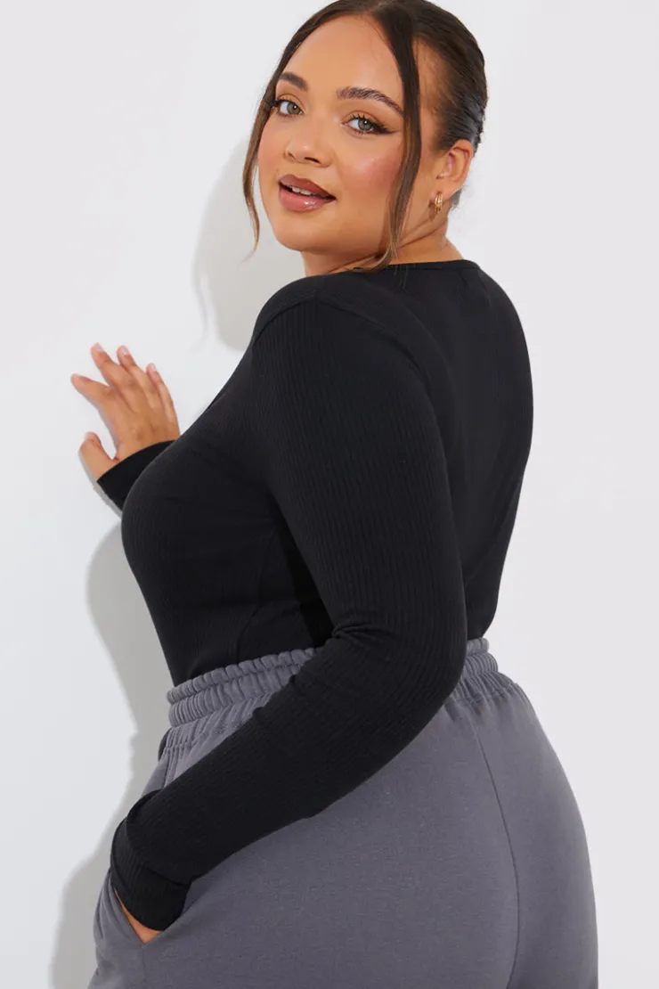 Online In The Style More Sustainable Ribbed Square Neck Bodysuit