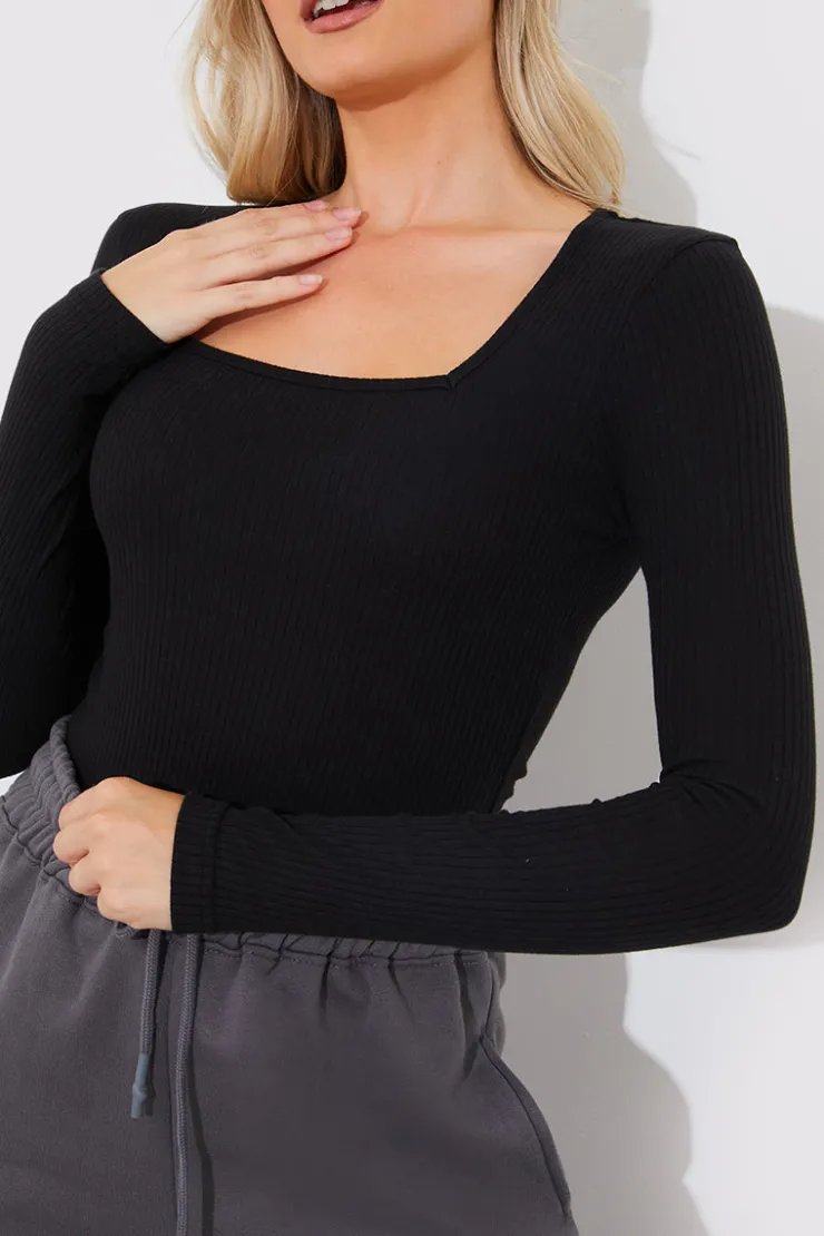 Online In The Style More Sustainable Ribbed Square Neck Bodysuit