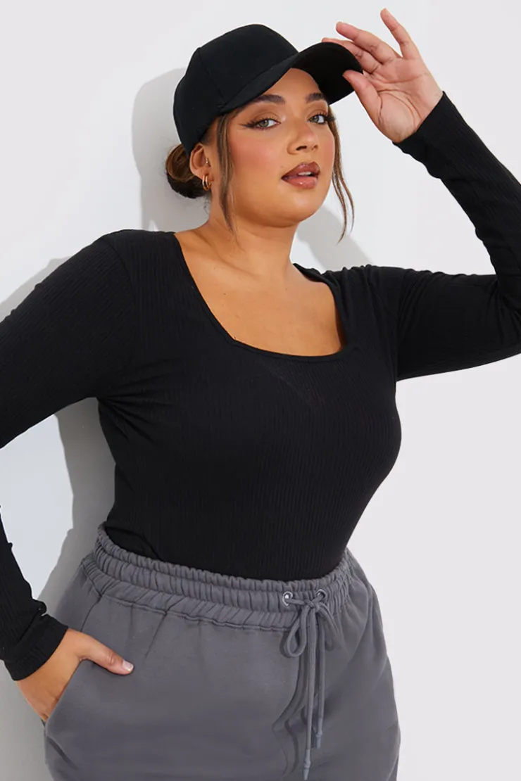 Online In The Style More Sustainable Ribbed Square Neck Bodysuit