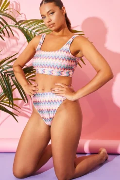Outlet Billie Faiers Zig Zag High Waisted Bikini Bottoms Multi