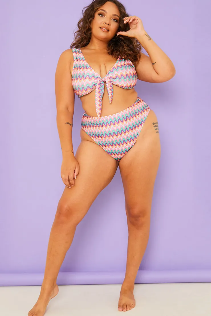 Outlet Billie Faiers Zig Zag High Waisted Bikini Bottoms Multi