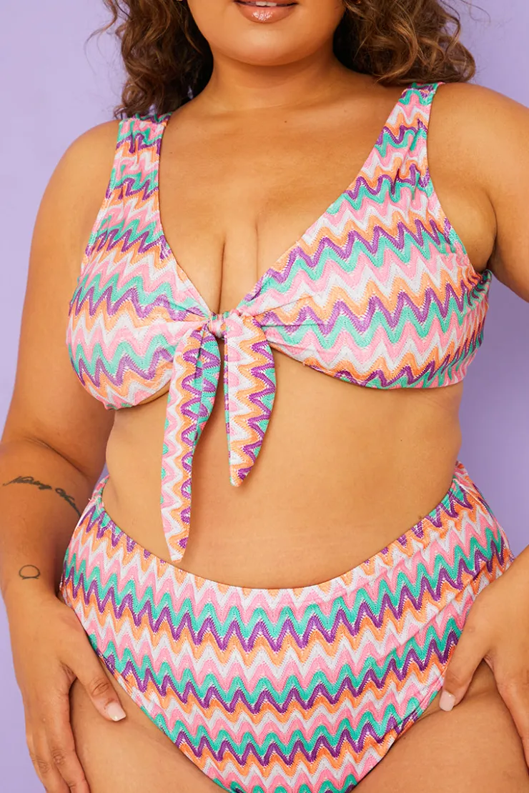 Outlet Billie Faiers Zig Zag High Waisted Bikini Bottoms Multi