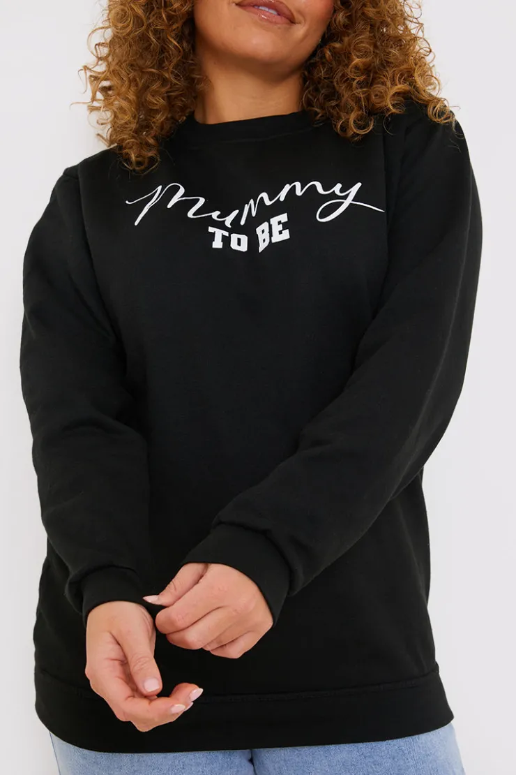 New In The Style Mummy To Be Slogan Sweater Black