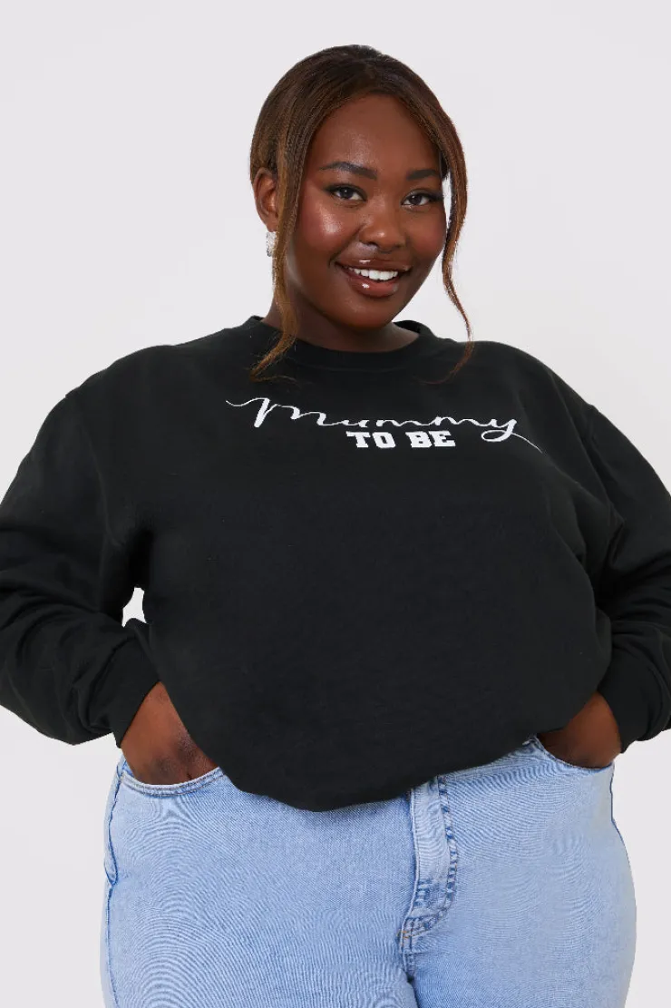 New In The Style Mummy To Be Slogan Sweater Black