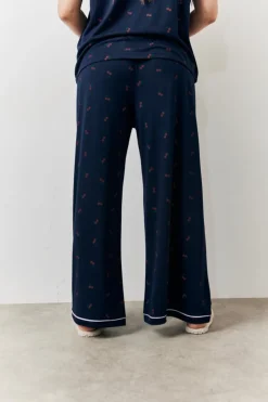 New In the Style Cherry Print Shirt and Trouser PJ Set Navy