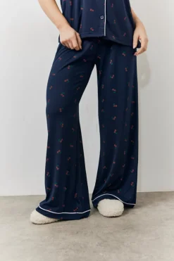 New In the Style Cherry Print Shirt and Trouser PJ Set Navy