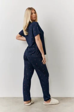 Best In The Style Cherry Print T Shirt and Cuff Jogger Pj Set Navy
