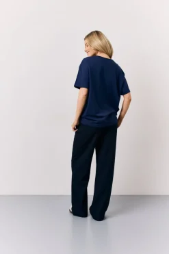 Hot In the Style Elasticated Waist Tailored Trouser Navy