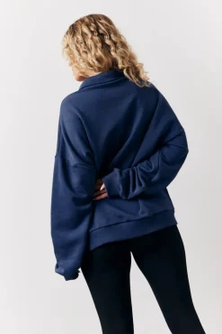 Best Fits Sports Club Graphic Oversized Half Zip Co-Ord Sweatshirt Navy