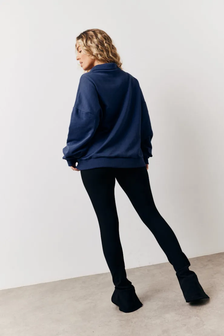 Best Fits Sports Club Graphic Oversized Half Zip Co-Ord Sweatshirt Navy