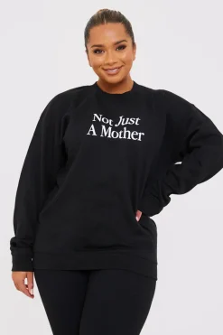 In the Style Not Just A Mother Slogan Sweater Black