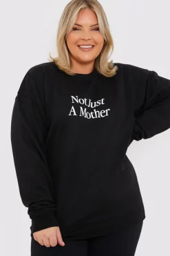 In the Style Not Just A Mother Slogan Sweater Black