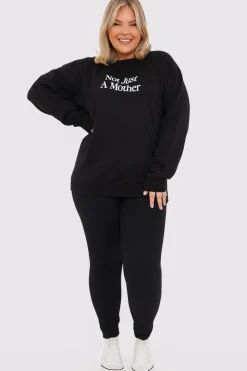 In the Style Not Just A Mother Slogan Sweater Black