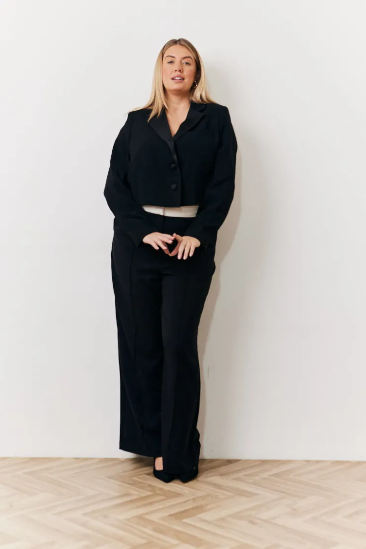 Clearance In The Style Occasion Cropped Tux Blazer Black