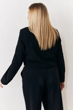 Clearance In The Style Occasion Cropped Tux Blazer Black