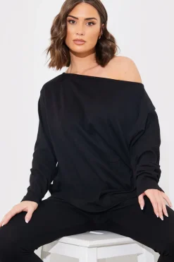 New In The Style Off The Shoulder Long Sleeve T Shirt And Legging Set