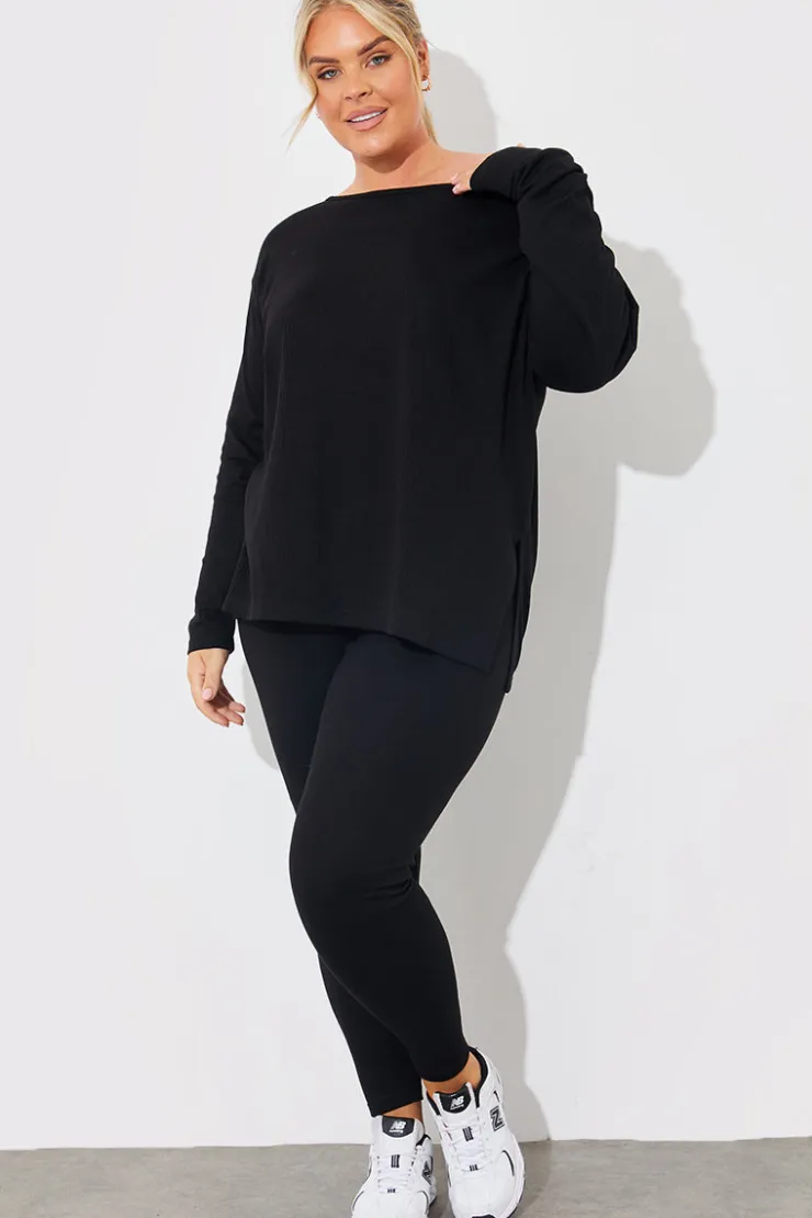 New In The Style Off The Shoulder Long Sleeve T Shirt And Legging Set