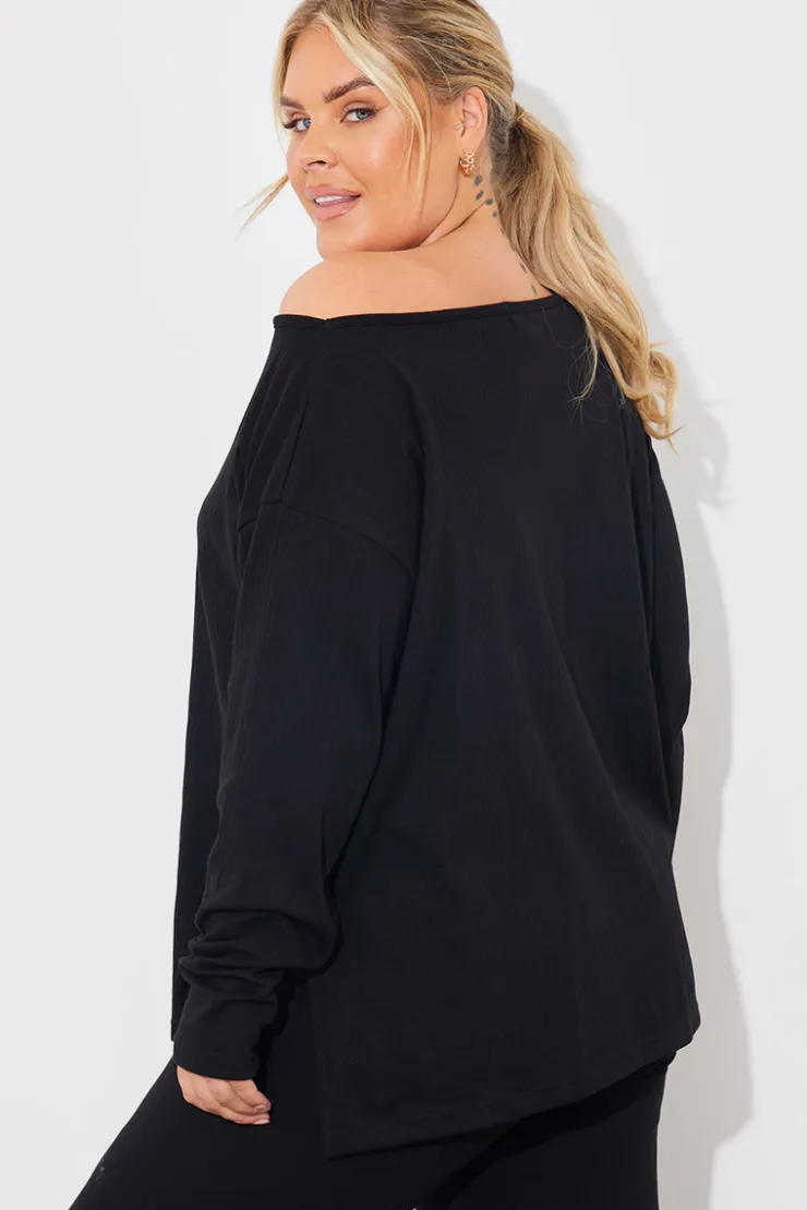New In The Style Off The Shoulder Long Sleeve T Shirt And Legging Set