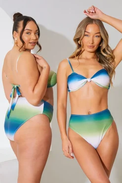Hot In the Style Ombre Bandeau Bikini Top Multi