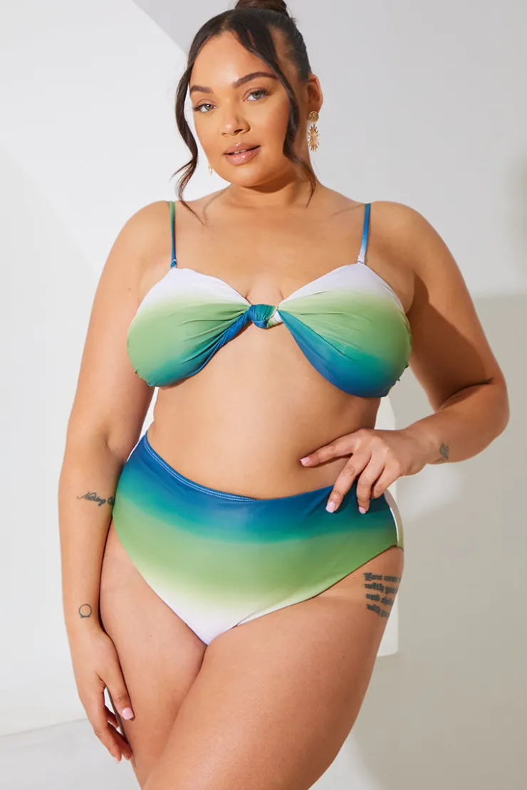 Hot In the Style Ombre Bandeau Bikini Top Multi