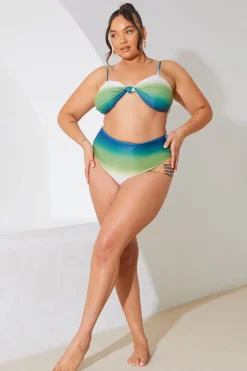 Hot In the Style Ombre Bandeau Bikini Top Multi