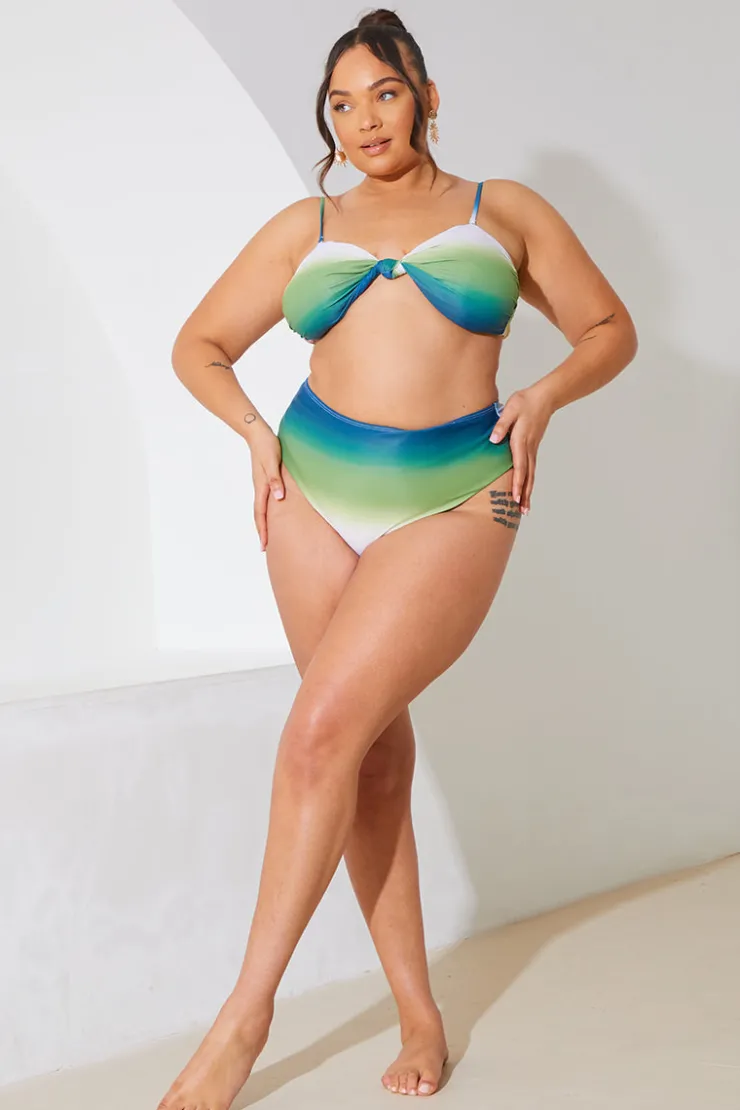 Hot In the Style Ombre Bandeau Bikini Top Multi