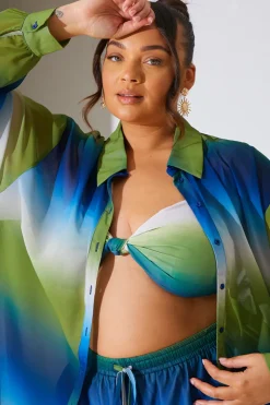 In the Style Ombre Chiffon Beach Co-Ord Shirt Multi