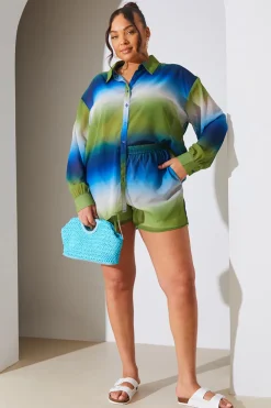 New In the Style Ombre Chiffon Floaty Co-Ord Beach Shorts Multi