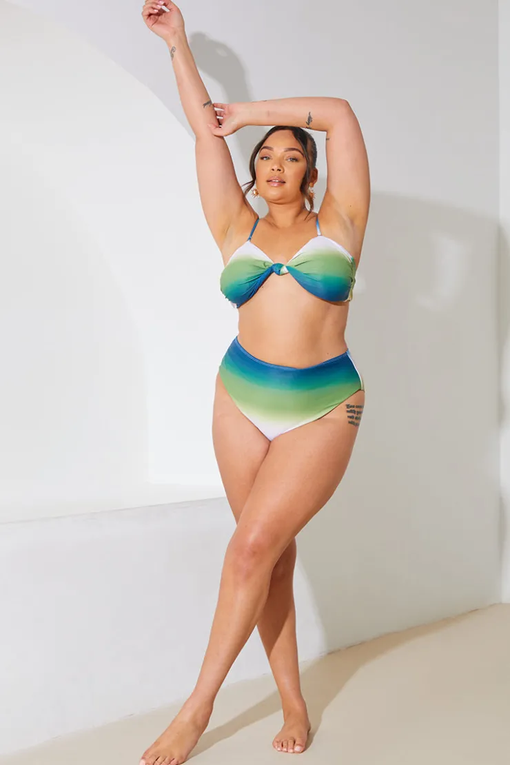 Sale In the Style Ombre High Waisted Bikini Bottoms Multi