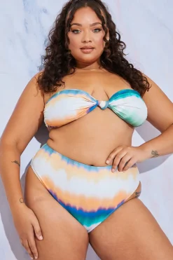 New In the Style Ombre Print High Leg Bikini Bottoms Yellow