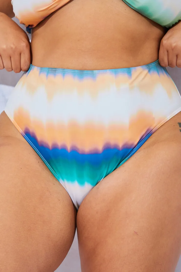 New In the Style Ombre Print High Leg Bikini Bottoms Yellow