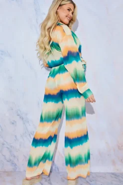 Clearance In the Style Ombre Wide Leg Elastic Waist Trousers Yellow